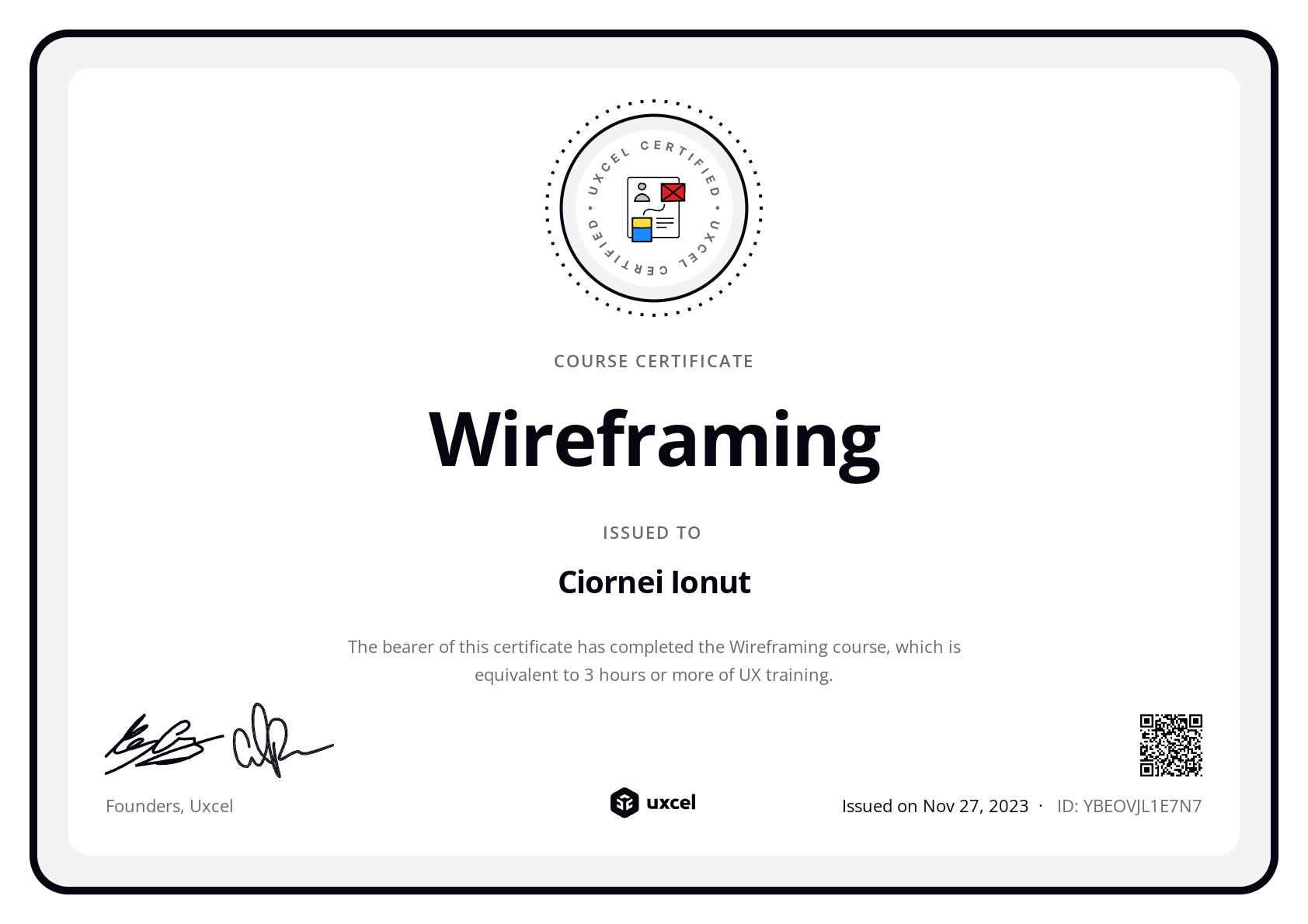 Ciornei Ionut's certificate